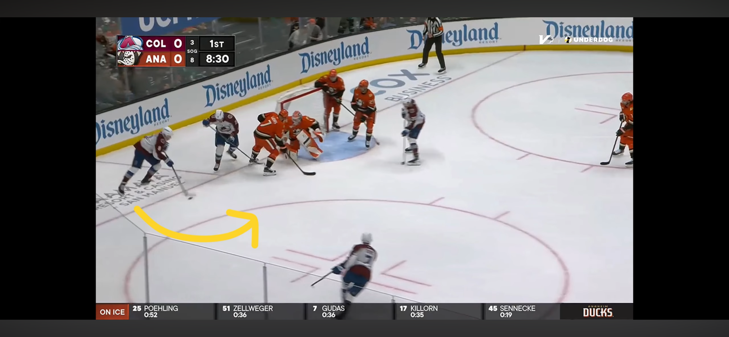 Video breakdown example showing zone entry
